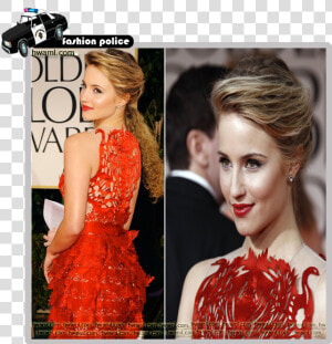 ظهرت Dianna Agron في فستان أحمر ناري من تصميم Giles   Dianna Agron Golden Globes 2012  HD Png Download