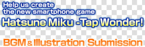 Help Us Create The New Smartphone Game Hatsune Miku  HD Png Download