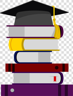 Icon Stacked Books On   Transparent Books And Graduation Cap  HD Png Download