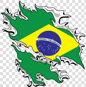 Brazilian Flag Tear Design República Federativa Do   Brazil Flag  HD Png Download