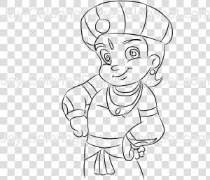 Chota Bheem Coloring Page Line Art By Jay   Chotta Bheem Pencil Drawing  HD Png Download