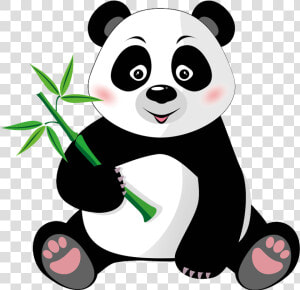 Cute Panda With Bamboo   Dibujos De Oso Panda  HD Png Download