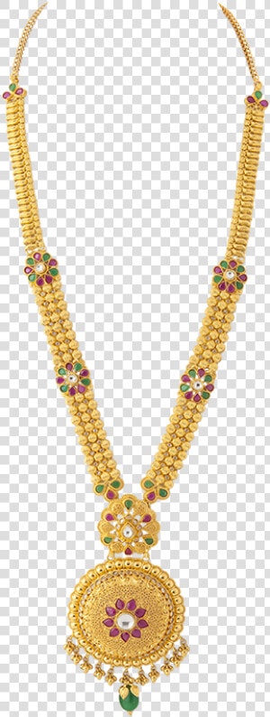 Calcutta Design Necklace With Red Bead   Gold Rani Haar Price  HD Png Download