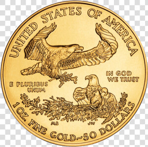 Fine Gold Coin With American Eagle Back   Gold Coins  HD Png Download