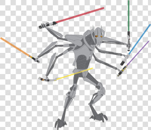 General Grievous With Light Sabers   Png Download   Cartoon  Transparent Png