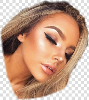  glow  eyeliner  makeup  highlight  skin  dewy  tumblr   Cute Girls With Makeup  HD Png Download