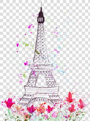 Drawn Eiffel Tower Pink   Transparent Png Torre Eiffel Draw  Png Download