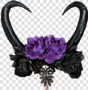  horns  crown  flowers  purple  black  goth  gothic   Black Flower Crown Png  Transparent Png