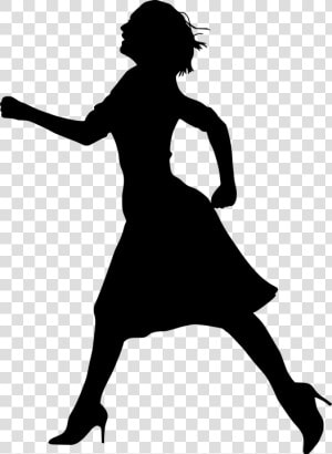 Silhouette  Woman  Running  Dress  Businesswoman  Fear   Woman Running Silhouette  HD Png Download