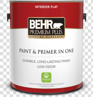 Can Of Paint  amp  Primer In One Interior Flat   Behr Flat Paint  HD Png Download