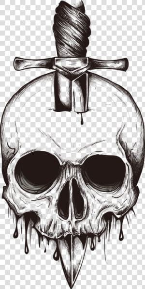 Skull Euclidean Vector Sword In The Inserted Clipart   Skull Face Tattoo Designs  HD Png Download