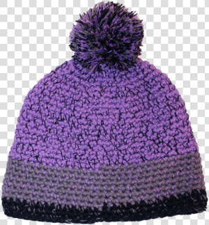 Pom Pom Knit Hat In Purple   Knit Cap  HD Png Download