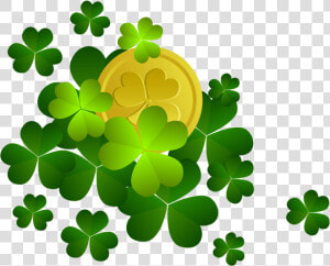 St Patricks Shamrocks With Coin Decor Png Clipart   Transparent Background St Patricks Day Clipart  Png Download