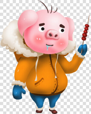 Hand Painted Pig Year Winter Commercial Png And Psd   Cartoon  Transparent Png