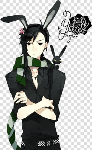 Guy With Bunny Ears Anime   Png Download   Black Bunny Anime Boy  Transparent Png