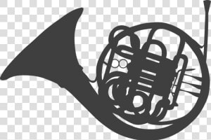 Horn  Bugle  Music  Instrument  Silhouette  Gray  Sound   Met Your Mother Blue French Horn  HD Png Download