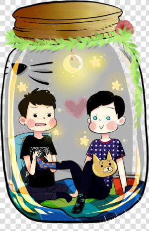 Mini Phan In The Jar Here Is Mini Dan And Phil In Seperate  HD Png Download