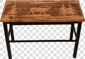 Cabin Bench Seat Rustic Elk Scene Wood Iron 24x11x17   Bench  HD Png Download