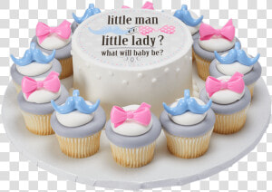 Gender Reveal Cake And Cupcakes   Bow Or Bowtie Gender Reveal Cake  HD Png Download