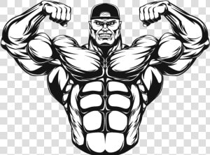 Bodybuilder Clip Art   Transparent Cartoon Muscle Man  HD Png Download