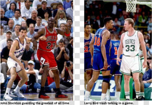 Bird And Stockton   John Stockton Guarding Michael Jordan  HD Png Download