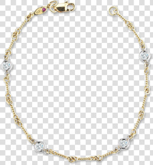 18k Yellow Gold Dogbone Station Bracelet With Diamonds  HD Png Download