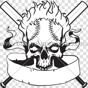 Baseball Skull Clipart Graphic Transparent Library   Black And White Baseball Clipart  HD Png Download