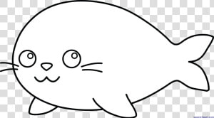 Seal Lineart Black And White   Baby Seal Clip Art  HD Png Download