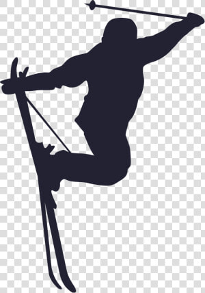 Silhouette Skiing Ski Jumping Sport   Clip Art Skier Silhouette  HD Png Download