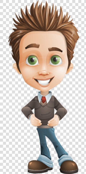 Cute Smart Boy Cartoon Vector Character Aka Zack The   Adobe Character Animator Puppet Template  HD Png Download