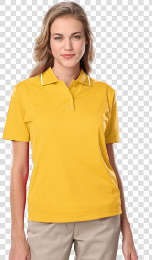 Ladies Wicking Piped Polo   Polo Shirt  HD Png Download