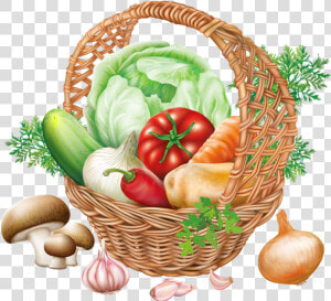 Basket With Vegetables Png   Basket Of Vegetables  Transparent Png