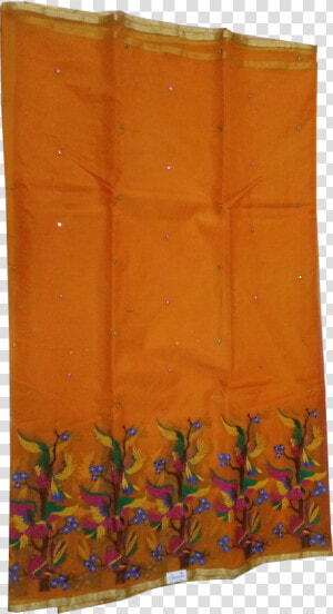 Kora Silk Saree In Orange Color   Delphinium  HD Png Download