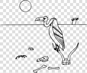 Vulture In Desert Vector Illustration  HD Png Download