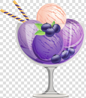 Blueberry Ice Cream   Purple Ice Cream Sundae  HD Png Download