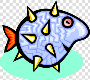 Vector Illustration Of Marine Aquatic Puffer Fish Swimming  HD Png Download