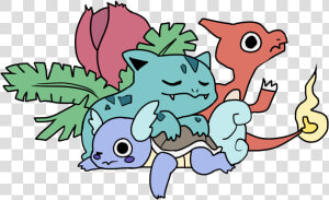 Art Pokemon Venusaur Charmander Bulbasaur Squirtle   Charmander Bulbasaur And Squirtle Art  HD Png Download