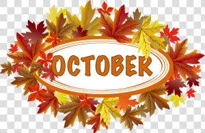 Picture Of The Word October Surrounded By Leaves   October Clipart  HD Png Download