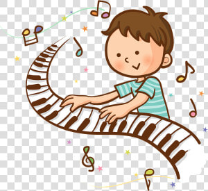 Child Boy Playing Piano Clipart   ピアノ を 弾く イラスト  HD Png Download