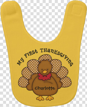 First Thanksgiving Personalized Baby Bib   Cartoon  HD Png Download