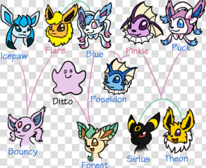 Eevee Family Tree By Usagi zakura   Pokemon Eevee Family Tree  HD Png Download