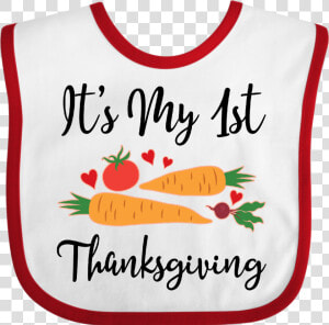 1st Thanksgiving Baby Vegetarian Cute Baby Bib White   Bib  HD Png Download