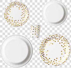 Gold Polka Dot Paper Plates Slider   Porcelain  HD Png Download