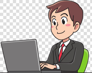 Business Man Working   Man Working On Computer Clipart  HD Png Download