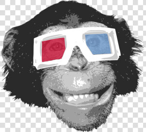 Eye Monkey Chimpanzee Gorilla Orangutan Glasses With   Chimpanzee With 3d Glasses  HD Png Download