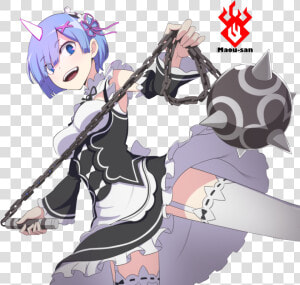 Zero Rem Oni   Re Zero Rem Flail  HD Png Download