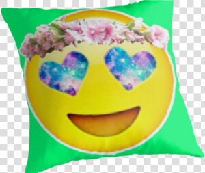 Flower Crown Galaxy Eyes Emoji Throw Pillows By Lucie   Galaxy Emoji Heart Eyes  HD Png Download