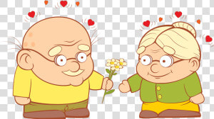 Old Couple In Love   Happy Old Couple Cartoon  HD Png Download