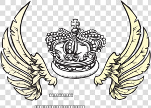 Crown And Wings Herolday Elements Svg Clip Arts   Crown Drawing For Tattoo  HD Png Download