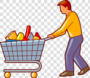 Shopping Trolley Clipart Man   Go To Supermarket Clipart  HD Png Download